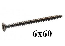 Wkręt do drewna łeb stożkowy ze stali A2 i wymiarach 6x60 mm – gniazdo PZ