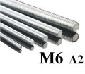 Pręt gwintowany M6 ze stali nierdzewnej A2 - M6 x 1000 mm, normy DIN 976.