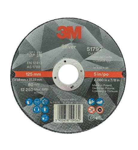 Tarcza 3M SILVER do cięcia stali INOX, węglowej 125x1,6