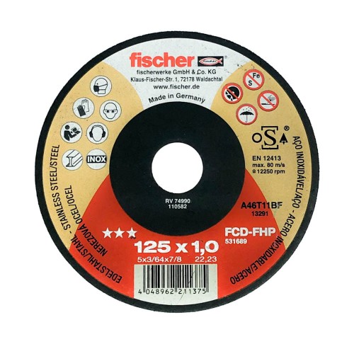 Tarcza do cięcia inox, aluminium 125 x 1,0 FISCHER