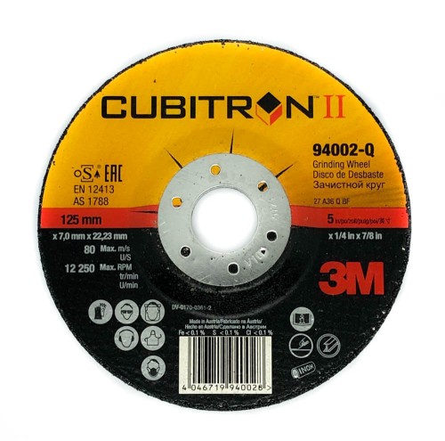 Tarcza do szlifowania metalu, stali zwykłej i nierdzewnej 3M CUBITRON II 125x7 mm