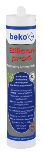 Silikon uniwersalny neutralny pro4 BEKO 310 ml kolor srebrny - aluminium