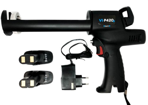 Akumulatorowy pistolet - wyciskacz do mas, kotwy chemicznej 380 - 420 ml + dwa akumulatory + ładowarka