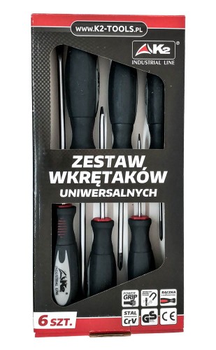 Wkrętaki uniwersalne płaskie i krzyżowe K2 - zestaw 6 szt.
