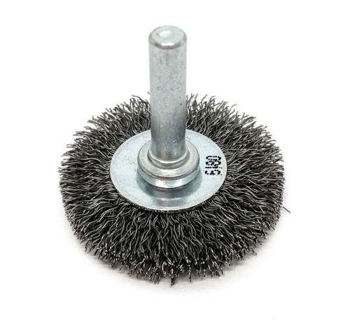 Szczotka tarczowa z drutu karbowanego o rozmiarze Ø 40x5 mm z trzpieniem 6 mm