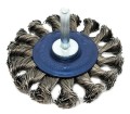 Druciana szczotka tarczowa pleciona o rozmiarze 75x12 mm z trzpieniem 6 mm