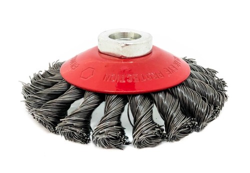 Szczotka druciana stożkowa pleciona OSBORN o wymiarach 100 x 13 mm - gwint M14