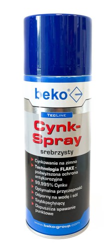 Cynk-Spray TecLine srebrzysty BEKO do cynkowania na zimno - spray o pojemności 400 ml