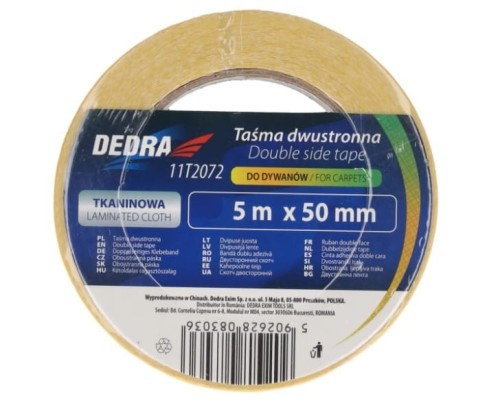 Taśma dwustronna tkaninowa do dywanów i wykładzin DEDRA 11T2070 - 50 mm x 5m.