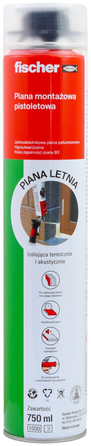 Piana montażowa pistoletowa niskoprężna Fischer PUP 750 (letnia)