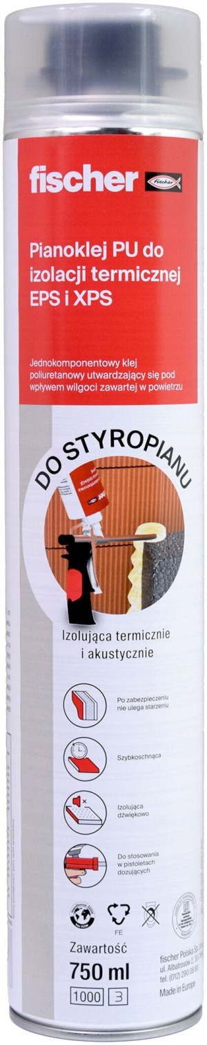 Piana poliuretanowa do klejenia izolacji termicznej (pianoklej) Fischer 750 ml
