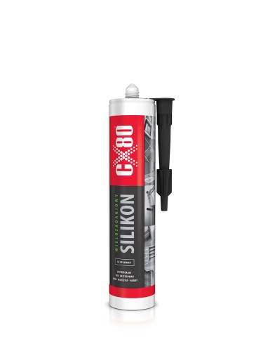 Silikon uniwersalny (wielozadaniowy) uszczelniający, bezbarwny marki CX80 o pojemności 310 ml.