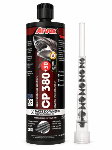 Kotwa chemiczna poliestrowa bez styrenu ARVEX CP 380 410 ml + mieszalnik.