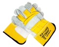 Rękawice robocze skórzane z dwoiny bydlęcej w kolorze żółto - szarym - rozmiar 10,5.