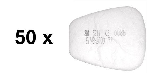 Filtry przeciwpyłowe 3M 5911 (P1) do masek i półmasek 3M serii 6000 i 7000 - 50 szt.