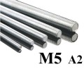 Pręt gwintowany M5 ze stali nierdzewnej A2 - M5 x 1000 mm, normy DIN 976.