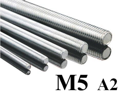 Pręt gwintowany M5 ze stali nierdzewnej A2 - M5 x 1000 mm, normy DIN 976.