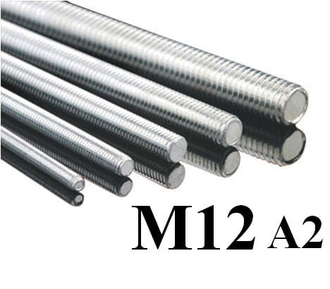 Pręt gwintowany M12 ze stali nierdzewnej A2 - M12 x 1000 mm, normy DIN 976.