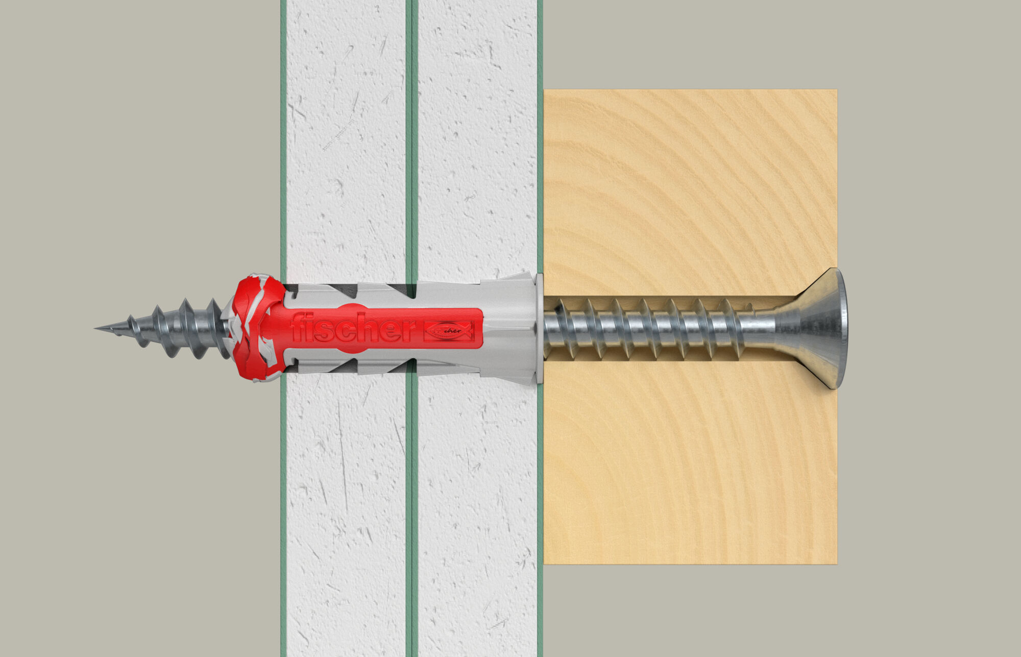 Montaż kołka rozporowego Fischer DUOPOWER w betonie - przykładowe zastosowanie.