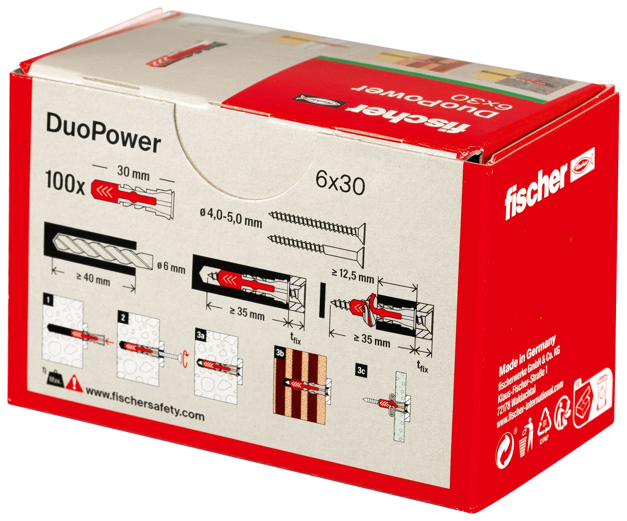Kołki rozporowe Fischer DUOPOWER 6 x 30 mm - opakowanie 100 szt.
